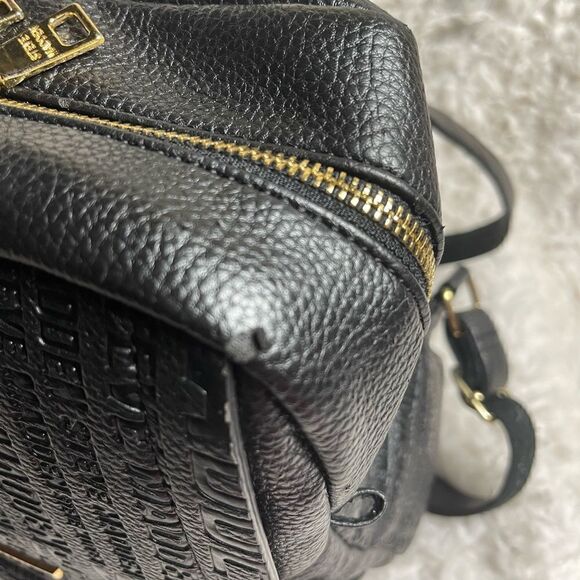 Steve Madden Black synthetic embossed small backpack gold tone hardwares. main image 5